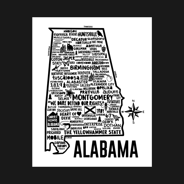 Alabama Map by fiberandgloss