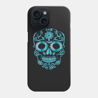 BLUE DAY OF THE DEAD SUGAR SKULL HEAD SKELETON Phone Case