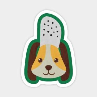 cute doggo with croc on the head - green Magnet