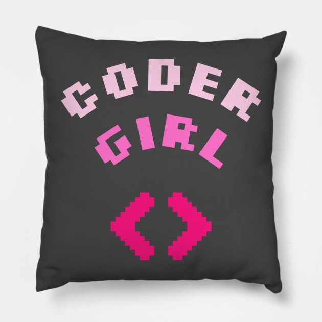 Coder Girl Programmer Coding Code Programming Geek Nerd Pillow by Tip Top Tee's