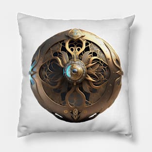 Futuristic Art Nouveau Golden Puzzle Object Pillow