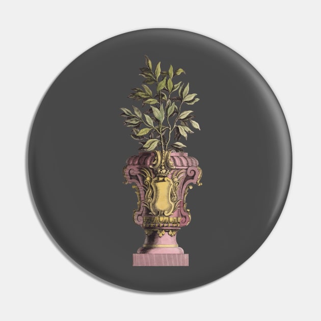 Tuscan Italian Urn with Green Foliage Pin by RedThorThreads