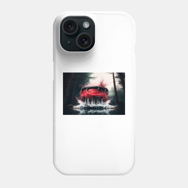 Drummer ArtWork With Water Splashing In The Forest Phone Case by Unwind-Art-Work