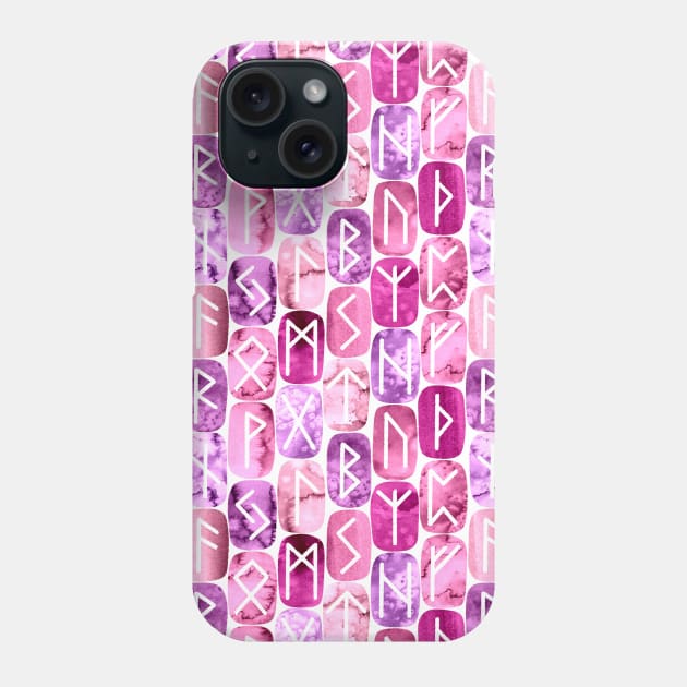 Elder Futhark Rune Stones in Pink Phone Case by Spookish Delight