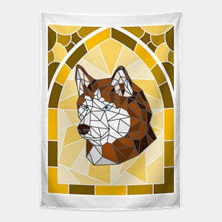 Stained Glass Copper Siberian Husky Tapestry