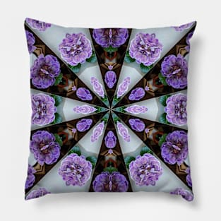 Mandala Kaleidoscope in Shades of Purple, Lilac, Green, and Cranberry Pillow