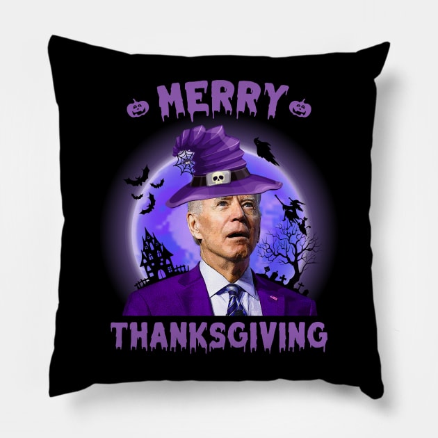 Funny Biden Halloween Costume Merry Thanksgiving Pillow by petemphasis