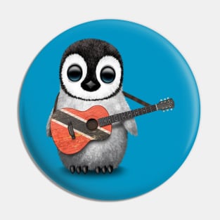 Baby Penguin Playing Trinidadian Flag Guitar Pin