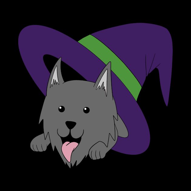 Wolf in Witch’s Hat - Gray by RA Art