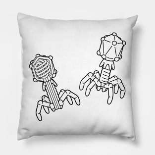 T4 Bacteriophage Line Drawing Pillow