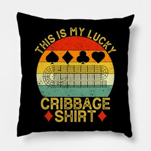 This Is My Lucky Cribbage - Vintage Cribbage Game Pillow