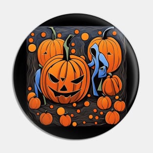 Festive Halloween Pumpkin Carving with Autumn Leaves Pin