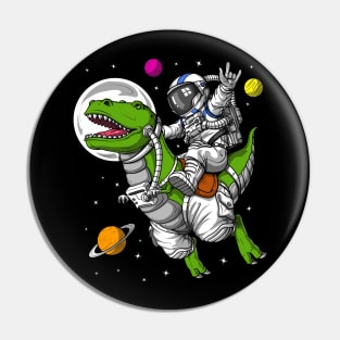 Space Astronaut Riding T-Rex Dinosaur Pin