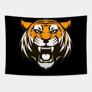 Growling Tiger - Ferocious Wild Animal Cartoon Art Tapestry