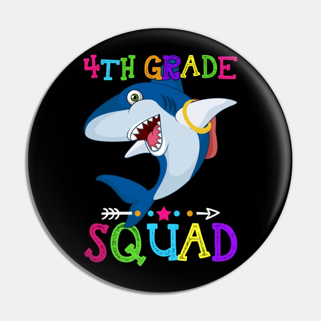 Shark Team 4th Grade Squad Teacher Back To School Pin by kateeleone97023