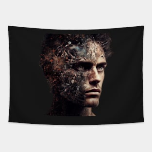 Half Human Half Robot I Your Worst Enemy Sticker Tapestry