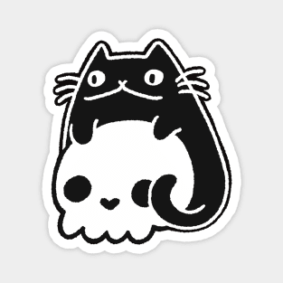 Happy Cat with Skull Magnet