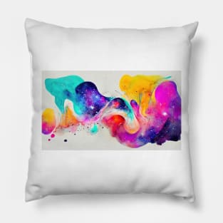 Modern Contemporary Abstract Watercolor Colorful Multicolored Cosmic Splash Galaxy Pillow