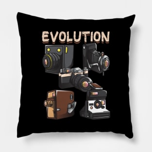 Vintage Evolution of the Camera Photography Pillow