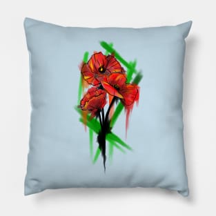 Watercolor Poppy Flower Pillow