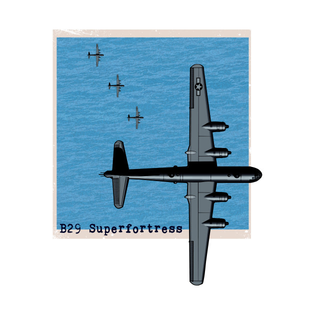 Disover B29 Superfortress WW2 bomber airplane over the sea - B29 Superfortress - T-Shirt