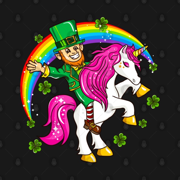 St Patricks Day Leprechaun Riding Unicorn by E