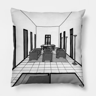 Architecture House Sketch Black and White Stylish Pillow