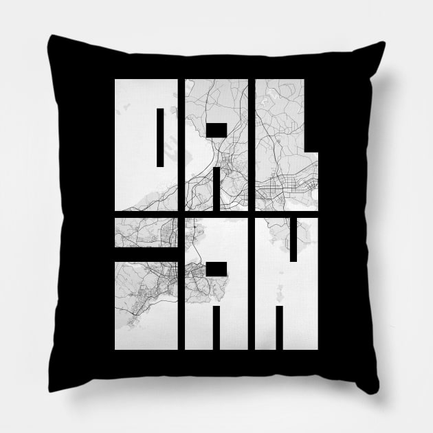 Dalian, Liaoning, China City Map Typography - Light Pillow by deMAP Studio