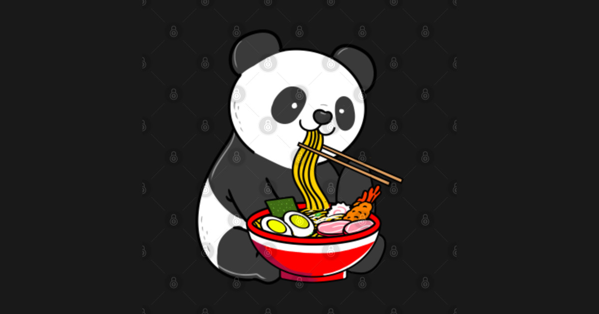 Kawaii Panda Eating Ramen For Ramen Lover - Kawaii Panda Eating Ramen