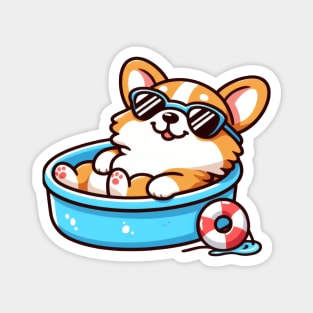 Summer corgi with sunglasses Magnet