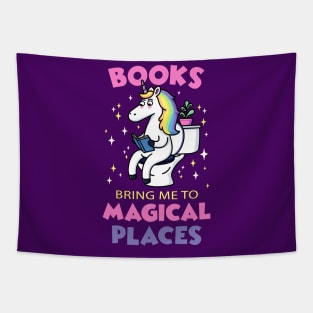 Books Bring Me to Magical Places Unicorn Reading in Toilet Tapestry