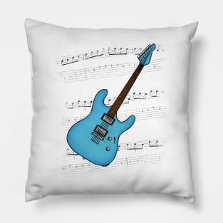 Guitar Tab Electric Guitarist Music Notation Musician (Blue) Pillow