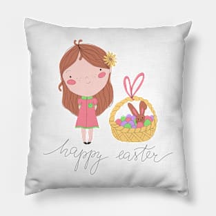 Happy Easter Illustration Pillow