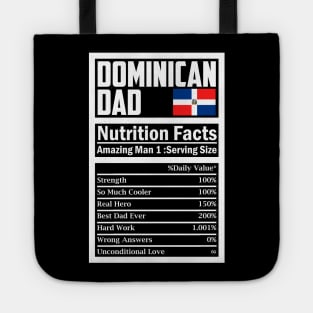 Mens Dominican Dad, Nutrition Facts Shirt Fathers Day Hero Tote