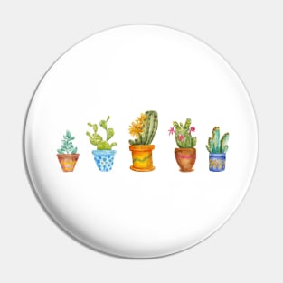 cactus line. watercolor Pin