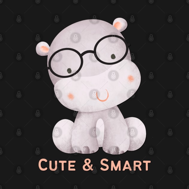 Cute and Smart Cookie Sweet little hippopotamus in glasses cute baby outfit by BoogieCreates