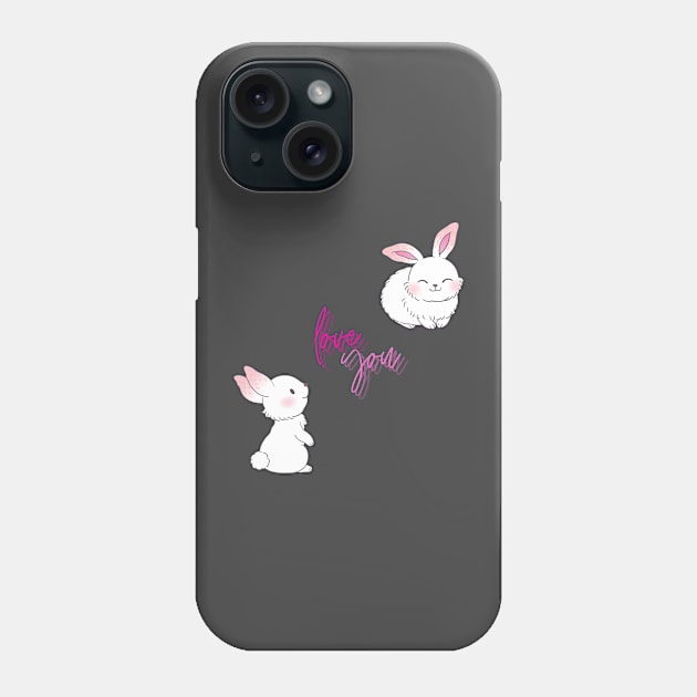 Cute bunny rabbit Phone Case by JeDrin