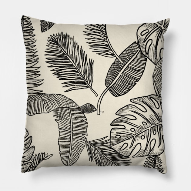 Tropical Drawing Pattern Tapestry Pillow by aterkaderk