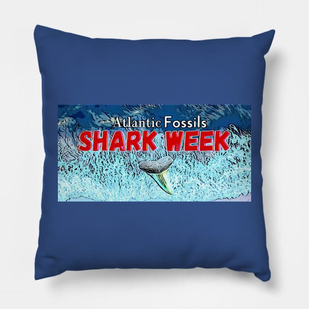 Shark Week Waves and Shark Tooth Pillow by AtlanticFossils