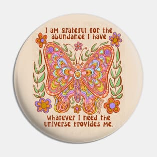 Retro butterfly with abundance quote Pin