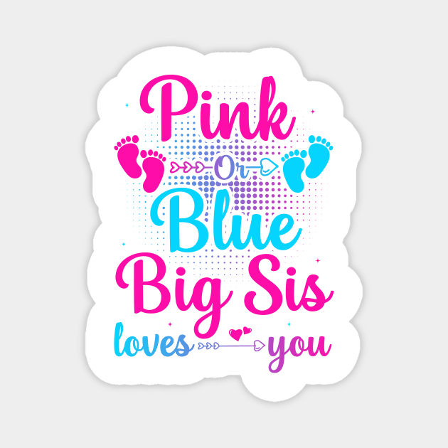 Pink Or Blue Auntie Loves You Gender Reveal Family Matching Gift Magnet by Albatross