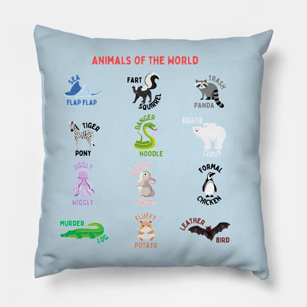 Animals of the World Pillow by MollyBee