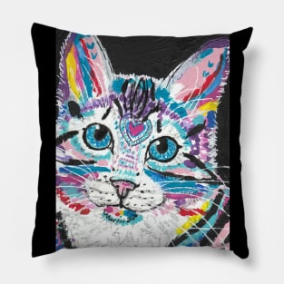 cute Colorful Pop art cat face Pillow