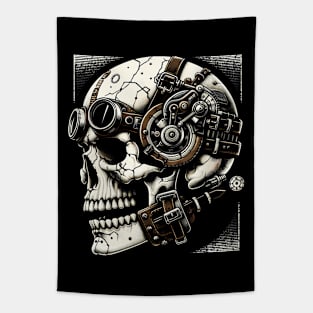 Steampunk Skull T-Shirt - Mechanical Skull Gear Art Tapestry