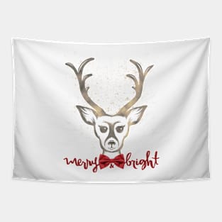 Merry & Bright Deer Tapestry