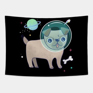 Astronaut Bulldog Space Funny Dog Tapestry