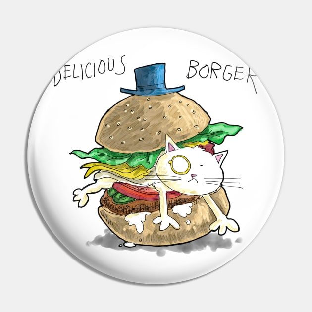 Dapper Cat - Delicious Borger Pin by johnnybuzt