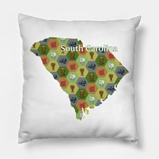 South Carolina State Map Board Games Pillow