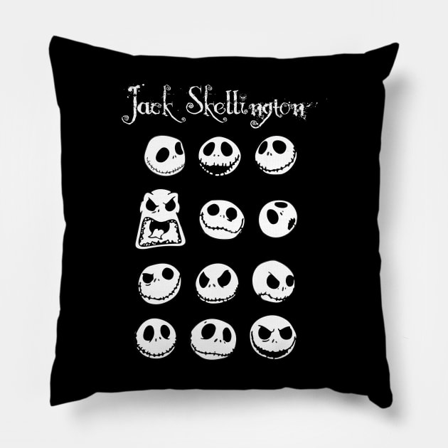 Jack Skeleton Face Moods Funny Pillow by Prolifictees