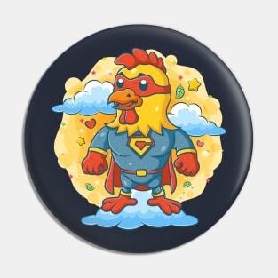 Rooster wearing superheroes costume Pin